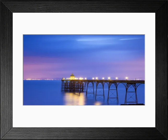 Framed Print : Clevedon Pier illuminations at night, Somerset, England. Spring (May) 2009 Framed Print : Clevedon Pier illuminations at night, Somerset, England. Spring (May) 2009