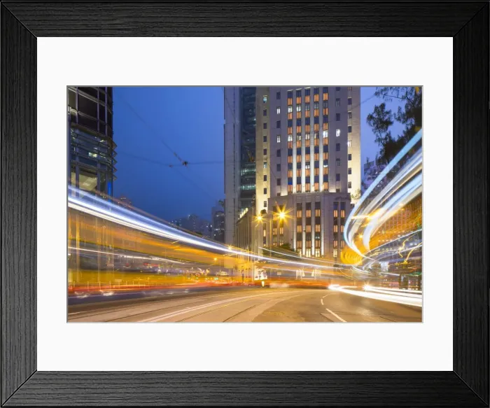 Framed Print : Trams passing Bank of China Building and HSBC Building, Central, Hong Kong, China Framed Print : Trams passing Bank of China Building and HSBC Building, Central, Hong Kong, China