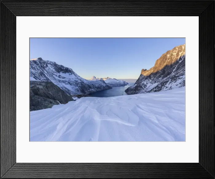 Framed Print : Snow molded by the wind near the Devensattel, a mountain pass that overlooks the Oyfjorden Framed Print : Snow molded by the wind near the Devensattel, a mountain pass that overlooks the Oyfjorden