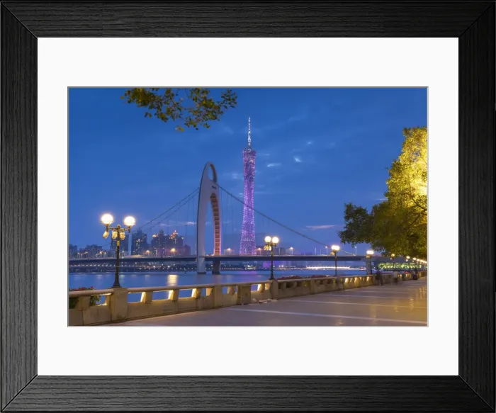 Framed Print : Canton Tower and Liede Bridge at dusk, Guangzhou, Guangdong, China Framed Print : Canton Tower and Liede Bridge at dusk, Guangzhou, Guangdong, China