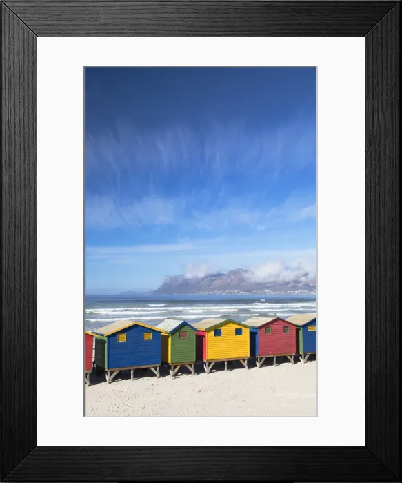 Framed Print : Beach huts on Muizenburg beach, Cape Town, Western Cape, South Africa Framed Print : Beach huts on Muizenburg beach, Cape Town, Western Cape, South Africa
