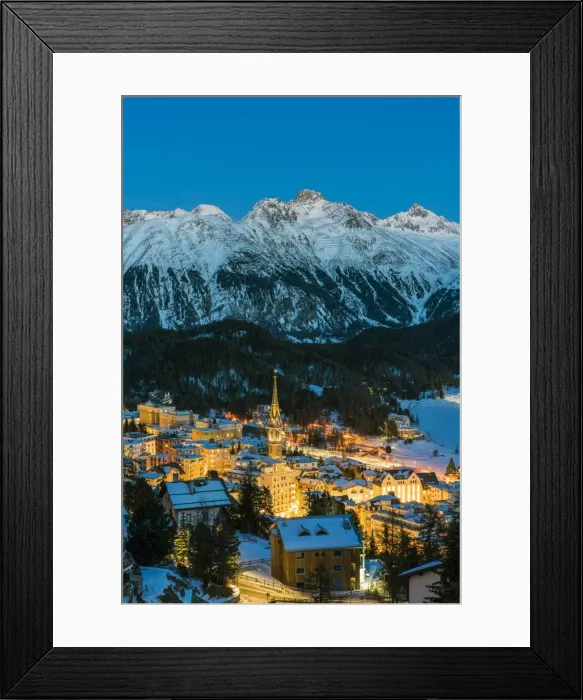 Framed Print : Winter view of St. Moritz, Graubunden, Switzerland Framed Print : Winter view of St. Moritz, Graubunden, Switzerland