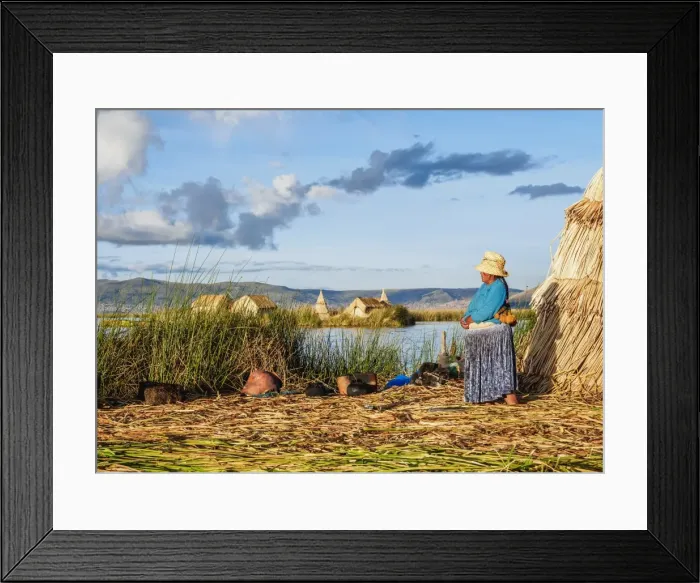 Framed Print : Native Uro Lady, Uros Floating Islands, Lake Titicaca, Puno Region, Peru Framed Print : Native Uro Lady, Uros Floating Islands, Lake Titicaca, Puno Region, Peru
