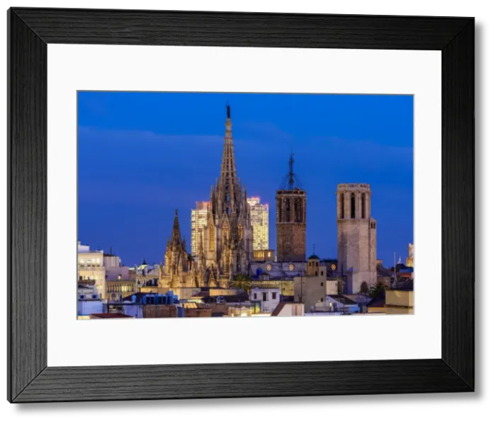 Framed Print : Night view of Cathedral of Santa Eulalia, Barcelona, Catalonia, Spain Framed Print : Night view of Cathedral of Santa Eulalia, Barcelona, Catalonia, Spain