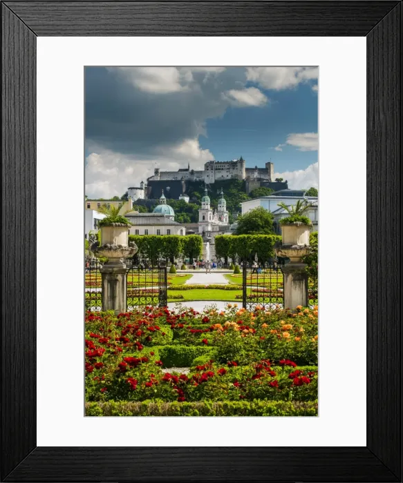Framed Print : Mirabell gardens with Cathedral and Hohensalzburg castle in the background, Salzburg Framed Print : Mirabell gardens with Cathedral and Hohensalzburg castle in the background, Salzburg