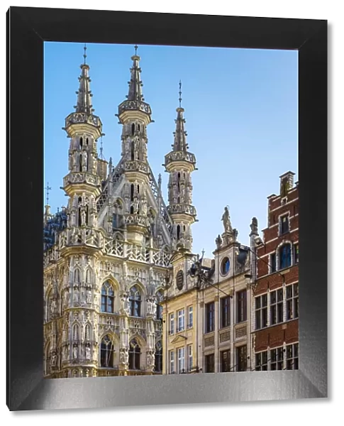 Leuven Stadhuis (City Hall) and Flemish buildings on Grote Markt, Leuven, Flemish Brabant