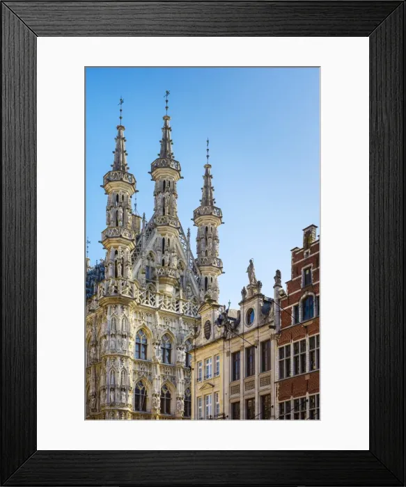Framed Print : Leuven Stadhuis (City Hall) and Flemish buildings on Grote Markt, Leuven, Flemish Brabant