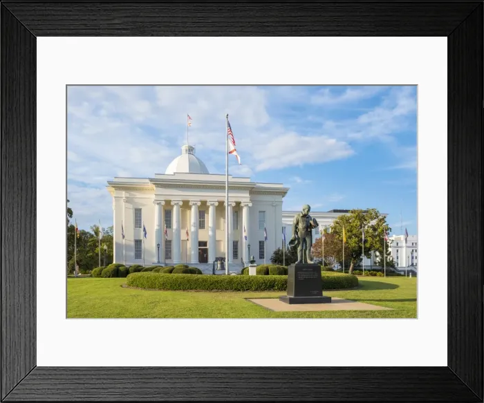 Framed Print : United States, Alabama, Montgomery. Alabama State Capitol building, sculpture by Branko Medenica Framed Print : United States, Alabama, Montgomery. Alabama State Capitol building, sculpture by Branko Medenica