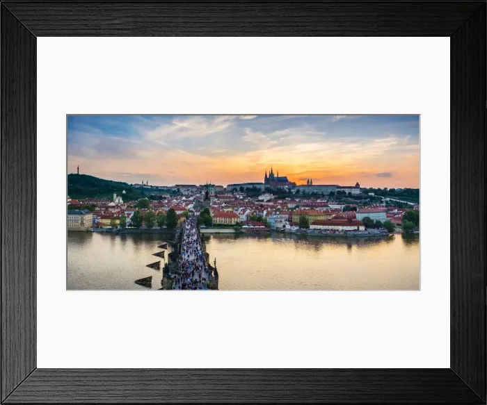 Framed Print : Czech Republic, Prague. Charles Bridge and Pague Castle on the Vltava River at sunset Framed Print : Czech Republic, Prague. Charles Bridge and Pague Castle on the Vltava River at sunset
