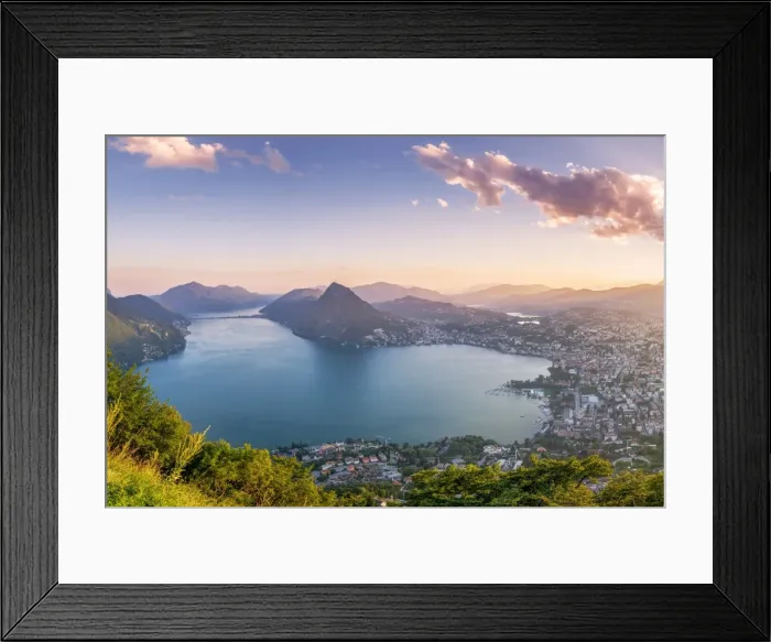 Framed Print : Lugano, lake Lugano, Ticino canton, Switzerland Framed Print : Lugano, lake Lugano, Ticino canton, Switzerland