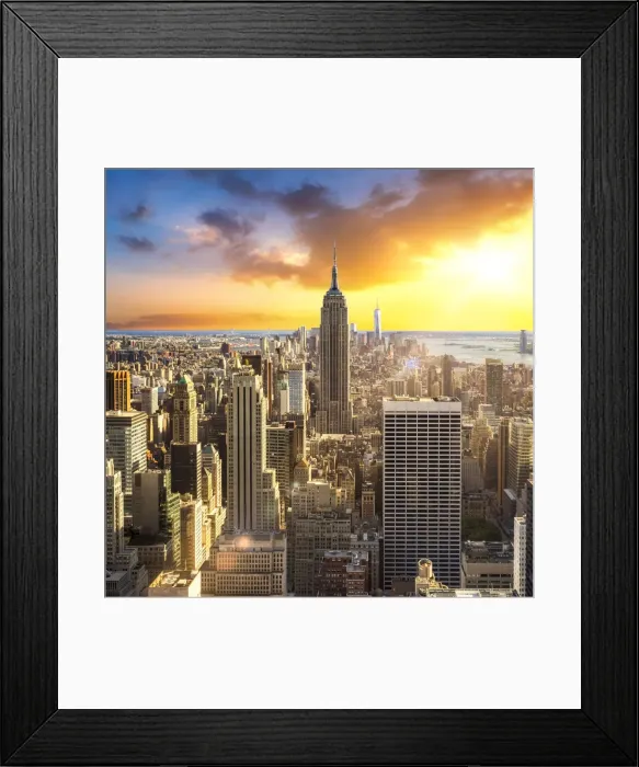 Framed Print : Sunset over Manhattan with view towards the Empire State Building, New York City, USA Framed Print : Sunset over Manhattan with view towards the Empire State Building, New York City, USA