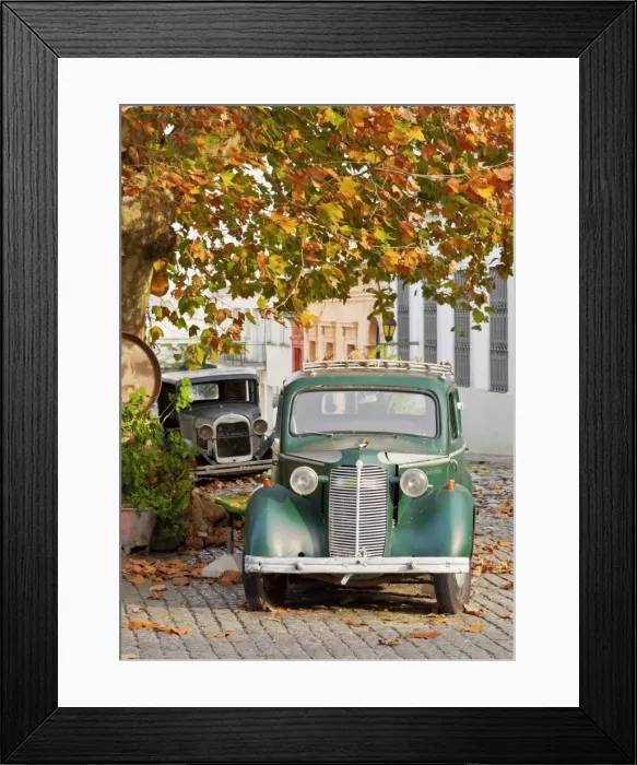 Framed Print : Uruguay, Colonia Department, Colonia del Sacramento, Vintage cars on the cobblestone Framed Print : Uruguay, Colonia Department, Colonia del Sacramento, Vintage cars on the cobblestone