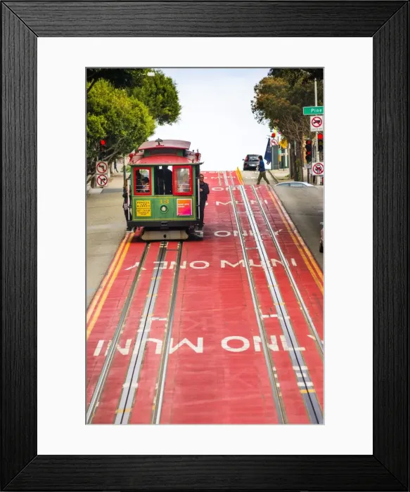 Framed Print : North America, USA, America, California, San Francisco, Tram travelling down Powell Framed Print : North America, USA, America, California, San Francisco, Tram travelling down Powell