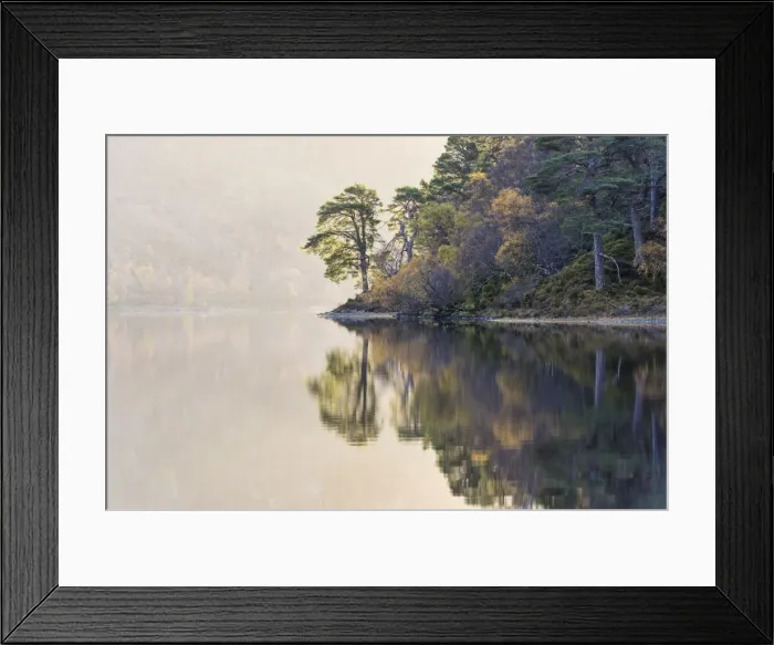 Framed Print : Misty morning at Loch Clair, Wester Ross, Highlands, Scotland Framed Print : Misty morning at Loch Clair, Wester Ross, Highlands, Scotland
