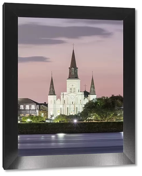 United States, Louisiana, New Orleans. New Orleans skyline, view of Saint Louis Cathedral