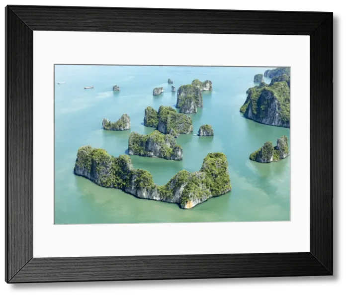 Framed Print : Aerial view of Karst islands, Halong Bay, Quang Ninh Province, North-East Vietnam Framed Print : Aerial view of Karst islands, Halong Bay, Quang Ninh Province, North-East Vietnam