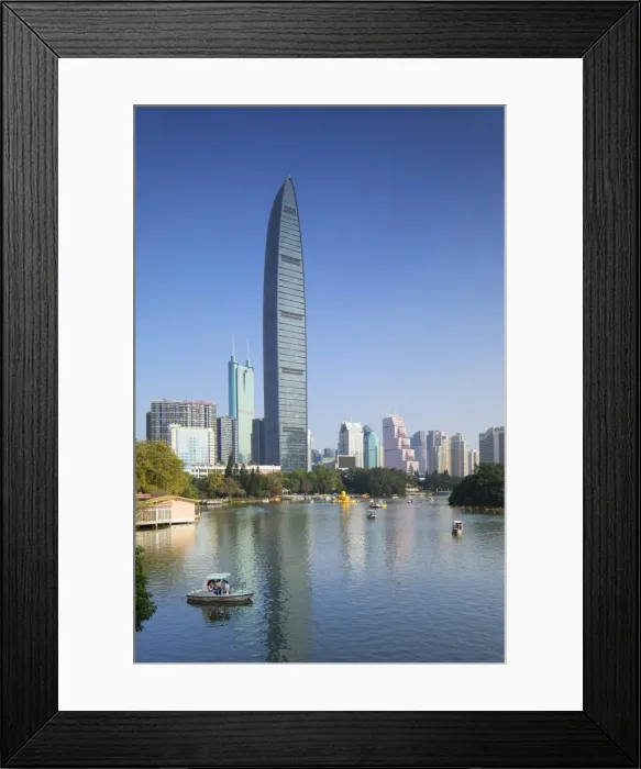 Framed Print : KK100 (KingKey 100) skyscraper and Lizhi Park, Shenzhen, Guangdong, China Framed Print : KK100 (KingKey 100) skyscraper and Lizhi Park, Shenzhen, Guangdong, China