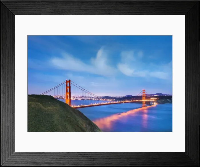 Framed Print : Illuminated Golden Gate bridge, San Francisco, California, USA