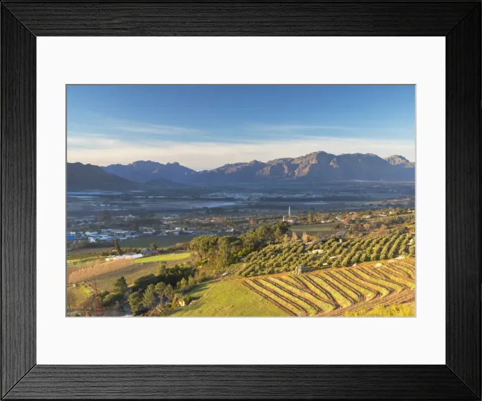 Framed Print : Paarl Valley at sunrise, Paarl, Western Cape, South Africa Framed Print : Paarl Valley at sunrise, Paarl, Western Cape, South Africa