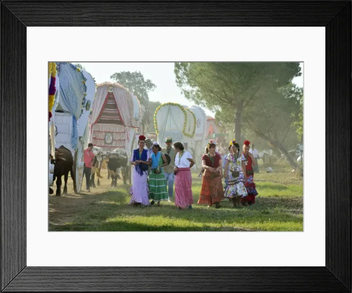 Framed Print : Pilgrims belonging to the Hermandad (Brotherhood) de Triana on their way to El Rocio Framed Print : Pilgrims belonging to the Hermandad (Brotherhood) de Triana on their way to El Rocio