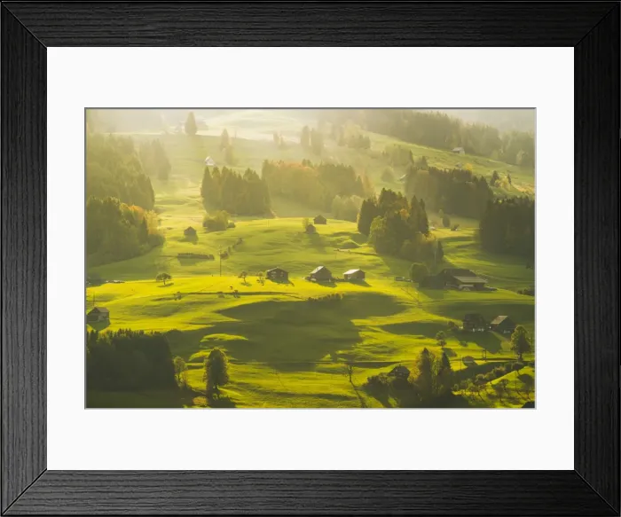 Framed Print : Alpine huts in Grisons (Graubunden) canton, Switzerland Framed Print : Alpine huts in Grisons (Graubunden) canton, Switzerland