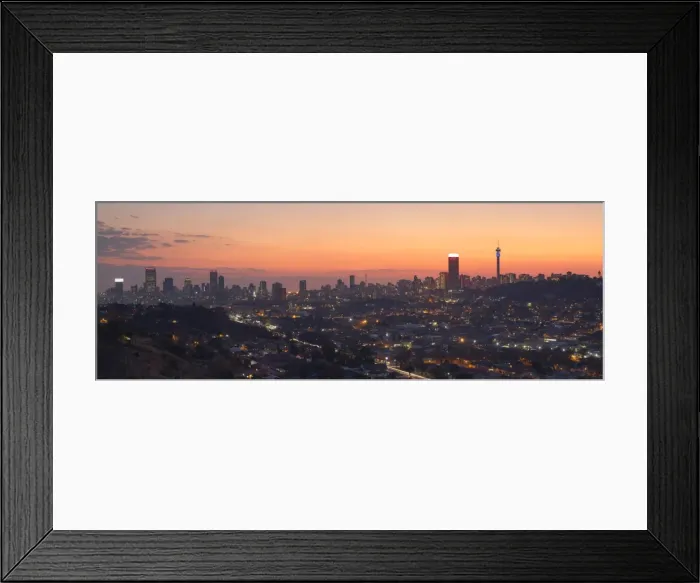 Framed Print : View of skyline at sunset, Johannesburg, Gauteng, South Africa