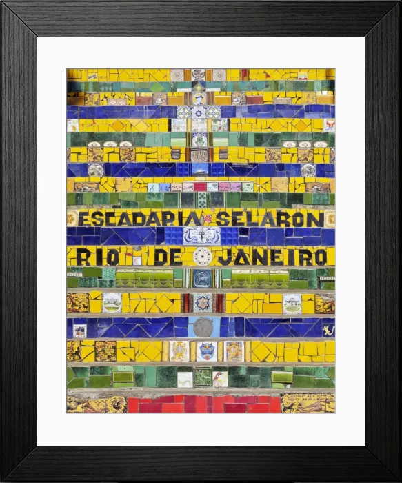 Framed Print : Brazil, City of Rio de Janeiro, Detailed view of the Selaron Steps connecting Lapa Framed Print : Brazil, City of Rio de Janeiro, Detailed view of the Selaron Steps connecting Lapa