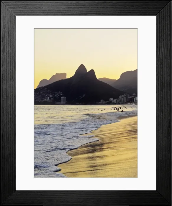 Framed Print : Brazil, City of Rio de Janeiro, Ipanema Beach and Morro Dois Irmaos during sunset Framed Print : Brazil, City of Rio de Janeiro, Ipanema Beach and Morro Dois Irmaos during sunset