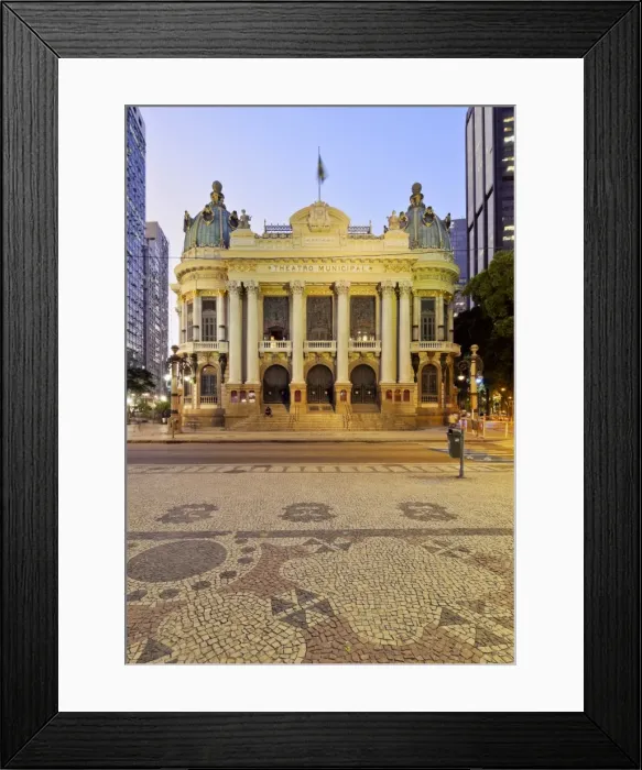 Framed Print : Brazil, City of Rio de Janeiro, Twilight view of the Theatro Municipal Framed Print : Brazil, City of Rio de Janeiro, Twilight view of the Theatro Municipal