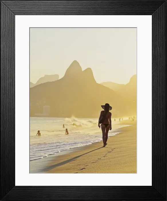 Framed Print : Brazil, City of Rio de Janeiro, Ipanema Beach and Morro Dois Irmaos at sunset Framed Print : Brazil, City of Rio de Janeiro, Ipanema Beach and Morro Dois Irmaos at sunset