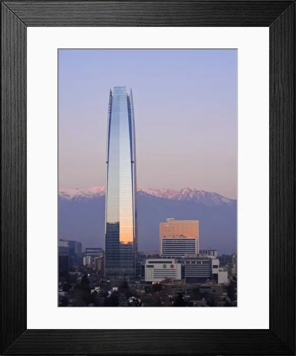 Framed Print : Chile, Santiago, View from the Parque Metropolitano towards the high raised buildings Framed Print : Chile, Santiago, View from the Parque Metropolitano towards the high raised buildings