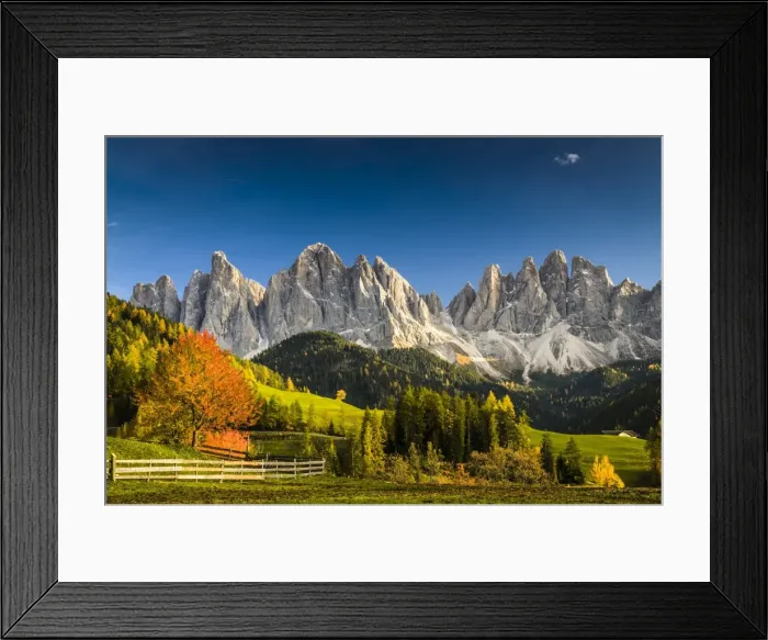 Framed Print : Funes Valley, Odle, dolomites, Alto Adige, Italy