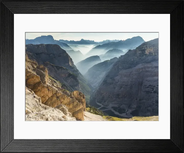 Framed Print : Travenanzes Valley with early morning mist, Cortina d Ampezzo, Belluno district, Veneto Framed Print : Travenanzes Valley with early morning mist, Cortina d Ampezzo, Belluno district, Veneto