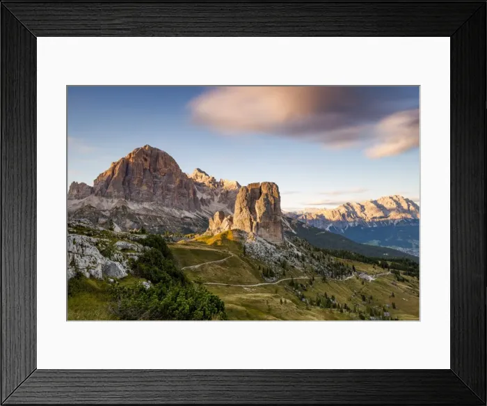 Framed Print : Tofane and Cinque Torri group at sunset, Cortina d Ampezzo, Belluno district, Veneto Framed Print : Tofane and Cinque Torri group at sunset, Cortina d Ampezzo, Belluno district, Veneto