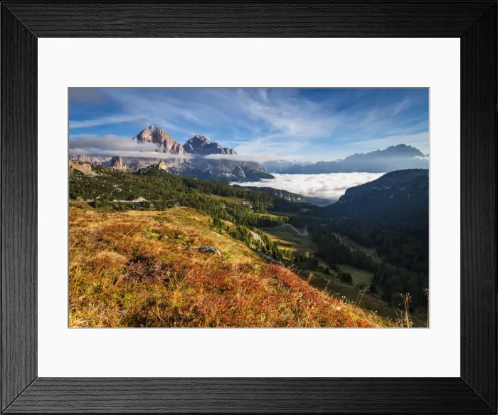 Framed Print : View of Tofane and Cristallo groups from Giau pass, Cortina d Ampezzo, Belluno district Framed Print : View of Tofane and Cristallo groups from Giau pass, Cortina d Ampezzo, Belluno district