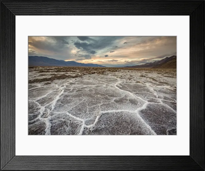 Framed Print : Sunset landscape at Badwater Basin. Death Valley National Park, Inyo County, California Framed Print : Sunset landscape at Badwater Basin. Death Valley National Park, Inyo County, California