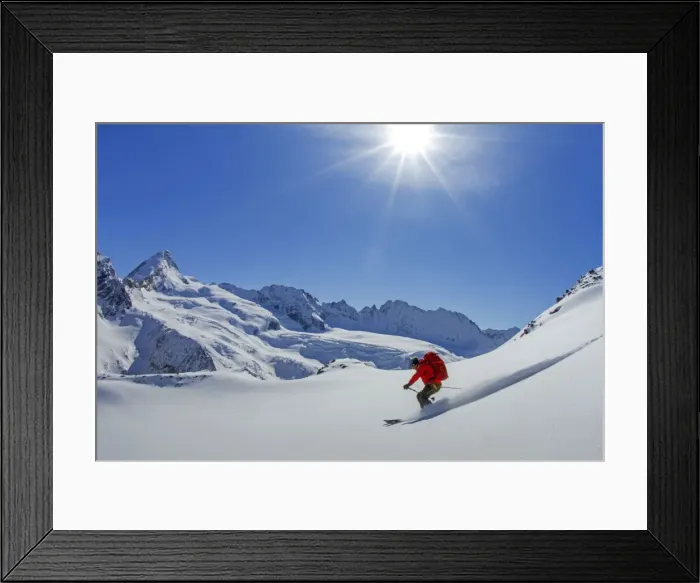 Framed Print : Freeride skier, Chamonix-Zermatt, Swiss Alps, Switzerland