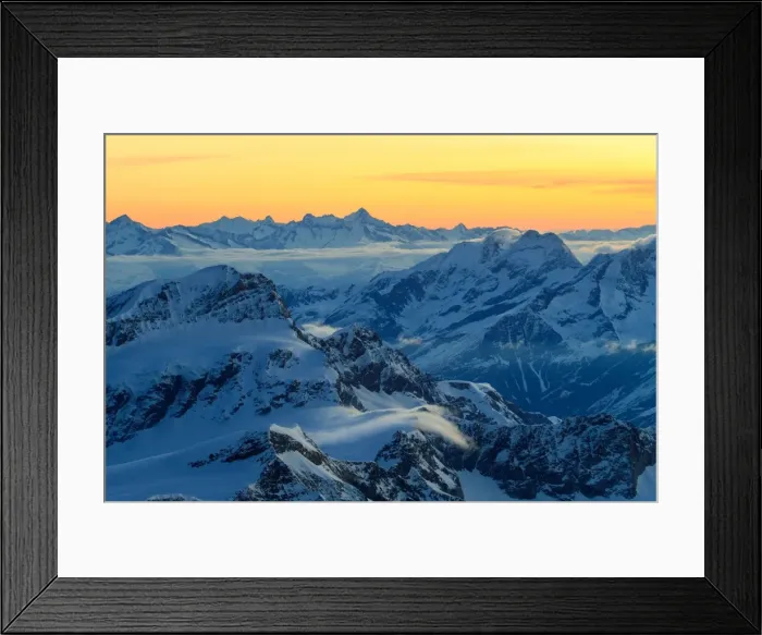 Framed Print : Sunrise view over the Alps from the top of Monte Rosa, Aosta Valley, Italy Framed Print : Sunrise view over the Alps from the top of Monte Rosa, Aosta Valley, Italy