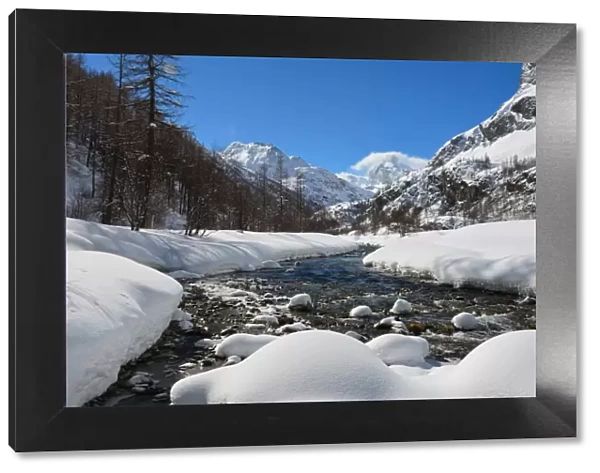 Gran Paradiso national park, Rhemes valley in the winter, Aosta valley, Italy, Europe