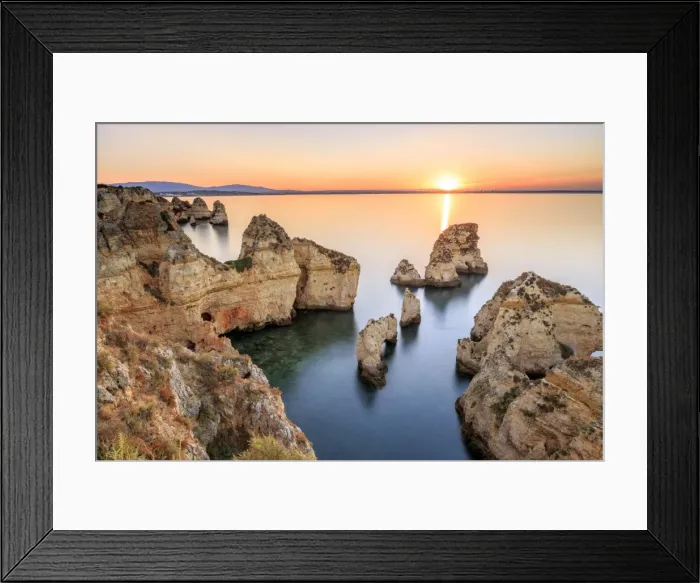 Framed Print : Golden sunrise on the red cliffs of Ponta da Piedade Lagos Algarve Portugal Europe Framed Print : Golden sunrise on the red cliffs of Ponta da Piedade Lagos Algarve Portugal Europe