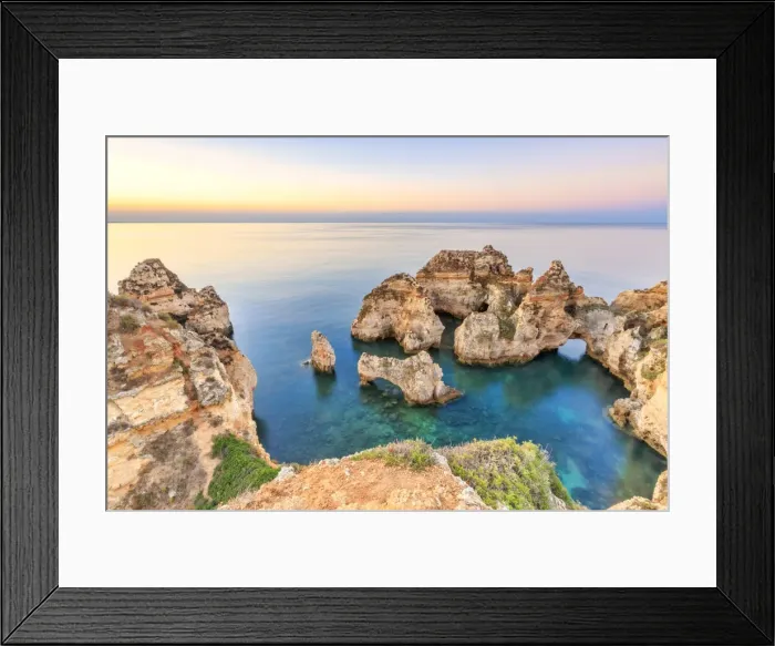 Framed Print : The sky turns pink at dawn on Ponta da Piedade Lagos Algarve Portugal Europe Framed Print : The sky turns pink at dawn on Ponta da Piedade Lagos Algarve Portugal Europe
