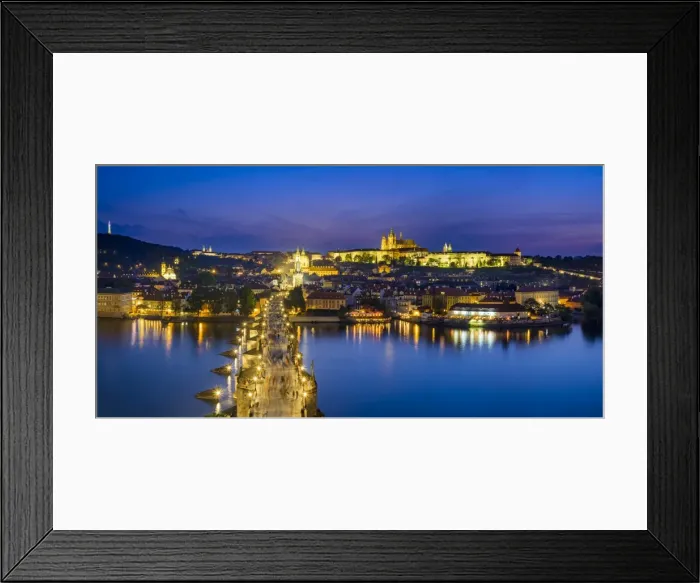 Framed Print : Czech Republic, Prague. Charles Bridge and Pague Castle on the Vltava River at dusk Framed Print : Czech Republic, Prague. Charles Bridge and Pague Castle on the Vltava River at dusk