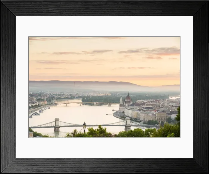 Framed Print : Hungary, Central Hungary, Budapest. Sunrise over Budapest and the Danube from Gellert Framed Print : Hungary, Central Hungary, Budapest. Sunrise over Budapest and the Danube from Gellert