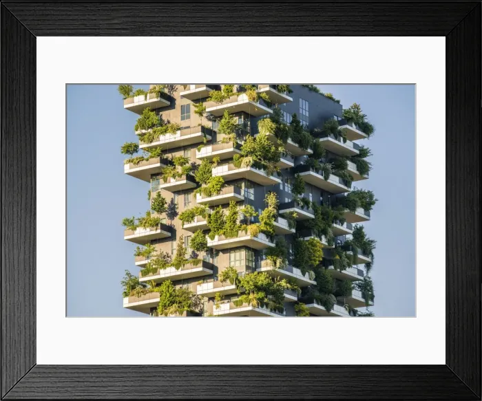 Framed Print : Milan, Lombardy, Italy. Details of the Bosco Verticale building Framed Print : Milan, Lombardy, Italy. Details of the Bosco Verticale building