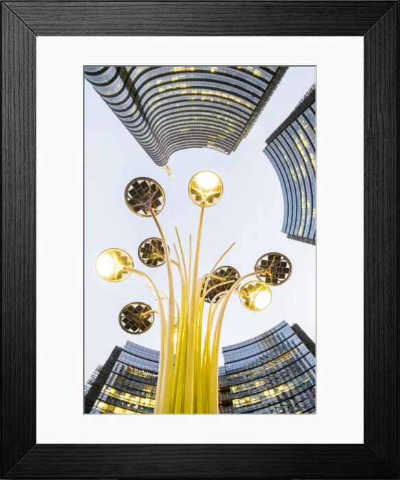 Framed Print : Milan, Lombardy, Italy. Upward view of the skyscrapers of the new Porta Nuova business Framed Print : Milan, Lombardy, Italy. Upward view of the skyscrapers of the new Porta Nuova business