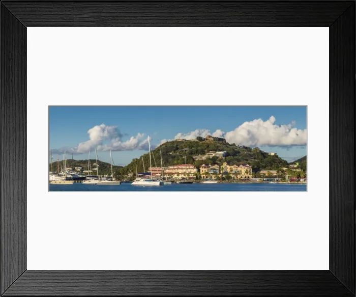 Framed Print : French West Indies, St-Martin, Marigot, harbor view with Fort Louis Framed Print : French West Indies, St-Martin, Marigot, harbor view with Fort Louis