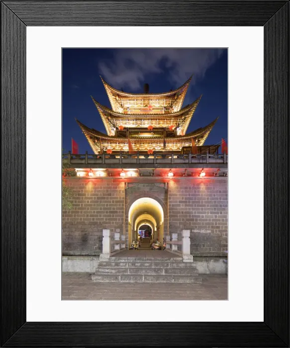 Framed Print : Wu Hua Gate at dusk, Dali, Yunnan, China