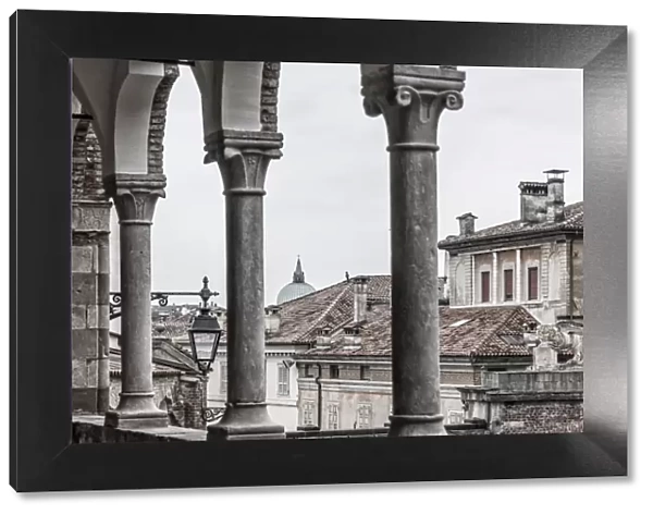 Europe, Italy, Friuli-Venezia-Giulia. The arcades of the Piazzale del Castello in Udine