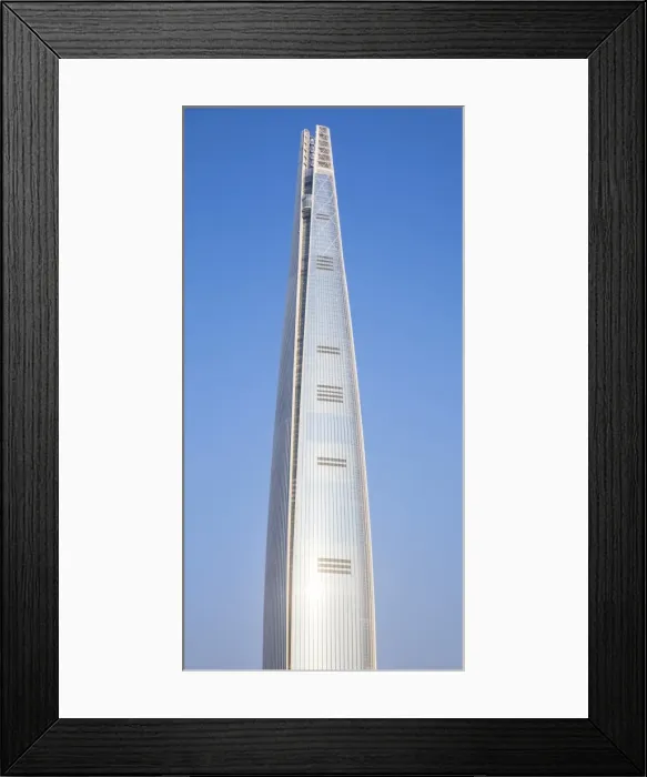 Framed Print : Lotte Tower (555m supertall skyscraper, 5th tallest building in the world when completed in 2016)