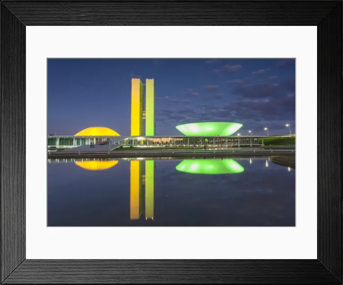 Framed Print : National Congress at dusk, Brasilia, Federal District, Brazil